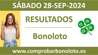 Resultado del sorteo Bonoloto del sabado 28 de septiembre de 2024 [upl. by Von938]