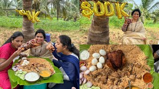 800k SUBSCRIBERS Celebrations  Bucket chicken dum biryani  full grill fry  Cherry Sathakshi [upl. by Jensen900]