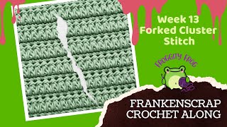 Week 13 Of The FrankenScrap Crochet Along By FroggityFrogCrochet  Forked Cluster  RIGHT VIDEO [upl. by Beichner]