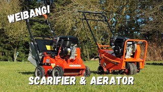 WEIBANG Intrepid 384RB Scarifier amp WB457AB Aerator  How To Scarify and Aerate Your Lawn [upl. by Noside40]