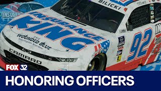 NASCAR driver Josh Bilicki honors injured officers with special hood logo [upl. by Arbuckle755]