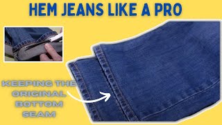 How to hem a pair of jeans and keep the same look using the original hem [upl. by Lucias]