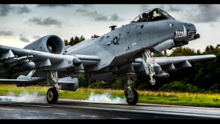 🇺🇸 US A10 warthog ground attack jets practise landing on highways in Estonia🇪🇪 [upl. by Laekcim]