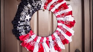 How to make an Easy American Patriotic Bandana Wreath [upl. by Cosimo]