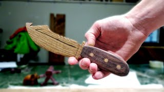 ONLY Hand Tools Wooden Combat Knife  How To Make [upl. by Sicnarf]