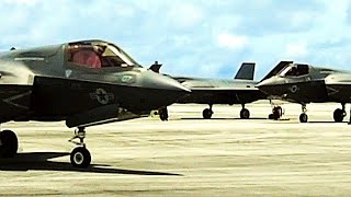 Pratt amp Whitney F135 Turbofan Engines Sound Great  USMC F35 Fighter Aircraft Takeoffs Guam [upl. by Iznek]