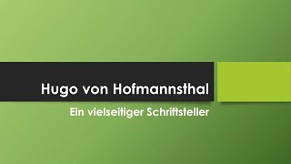 Hugo von Hofmannsthal [upl. by Etoile]