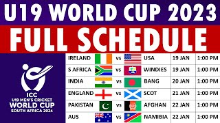 ICC Under 19 World Cup 2024 Full Schedule Dates venues and timings all you need to know [upl. by Jobie]