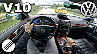 VW TOUAREG 50 V10 TDI TOP SPEED DRIVE ON GERMAN AUTOBAHN 🏎 [upl. by Eceinwahs]