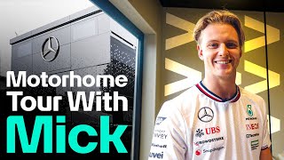 MercedesAMG F1 Motorhome Tour w Mick Schumacher 🤩 [upl. by Ahsetal]