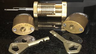 2 Brass Abloy padlocks amp 1 Brass Pick Matching pair Keyed alike 8 Discs [upl. by Duester]