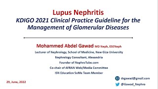 Lupus Nephritis KDIGO 2021 Guidelines  English Language  Dr Gawad [upl. by Ociram]