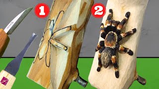 Sculpting a tarantula SPIDER out of wood WOOD CARVING step by step tutorial [upl. by Jacynth81]