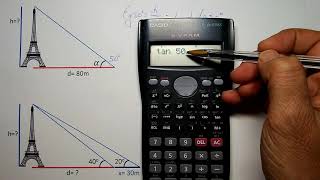 Calcular la altura de una torre Problema de trigonometría [upl. by Anirod496]
