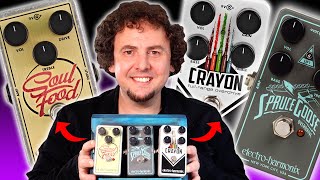 ElectroHarmonix Soul Food vs Spruce Goose vs Crayon  Which is the best EHX transparent overdrive [upl. by Dnomal]