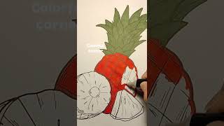 Pineapple coloring with markers asmr coloring asmrcoloring relaxingvideo shorts [upl. by Gelasius707]