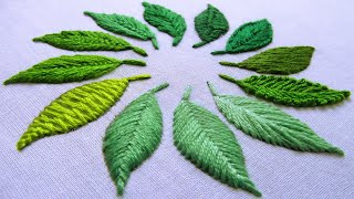 12 Types of Leaves  Easy Leaf Hand Embroidery Stitches [upl. by Anyr]