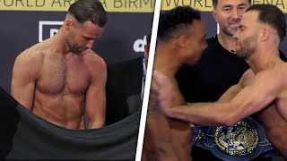 CLOSE CALL • Felix Cash STRIPS OFF amp SHOVES Tyler Denny  WEIGH IN amp FACEOFF DAZN Boxing [upl. by Selrahcnhoj]