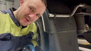 A day in the life of a HGV Mechanic the basic trailer MOT Prep [upl. by Hassi551]