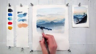 Easy step by step watercolor tutorial Painting The Blue Ridge Mountains [upl. by Mandle]