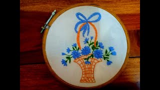 Beautiful basket and flower embroiderytrending handwork trending [upl. by Otreblig]