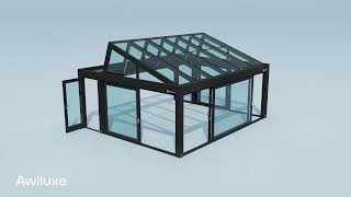 Polad Sunroom  Wintergarden with 2 panels Lift amp Slide doors  AWILUXE [upl. by Annoeik]