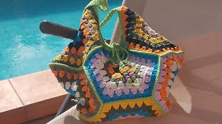 Borsa estiva alluncinetto con piastrelle granny esagonali prima parte [upl. by Nilak]