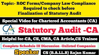 ROC Forms Company Law Compliance Required to check before Finalization of Statutory AuditCACSCMA [upl. by Naujyt]