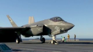 F35C Lightning II Catapult Launch On Aircraft Carrier USS Nimitz [upl. by Gass]