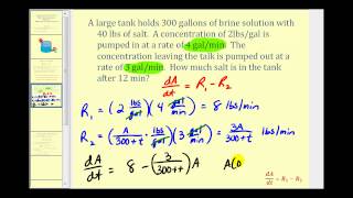 Applications of First Order Differential Equations  Mixing Concentrations 2 [upl. by Swetiana203]