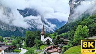 8K  Switzerland  A Paradise  LAUTERBRUNNEN village and valley  8K UHD Video [upl. by Andromada773]