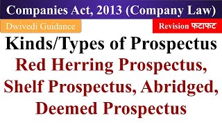 Types of Prospectus Red Herring Prospectus Shelf Prospectus Abridged Deemed Prospectus bcom [upl. by Eiclehc]