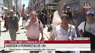 Manifestantes agredieron a un periodista de LN tensión tras la marcha de la CGT [upl. by Isabeau]