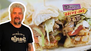 Guy Fieri Eats the Black amp Gold Po Boy in San Diego  Diners DriveIns and Dives  Food Network [upl. by Phippen]