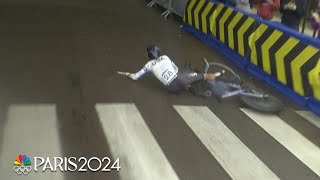 SLIP N SLIDE Rain wreaks havoc on womens cycling time trial  Paris Olympics  NBC Sports [upl. by Ahsenev]