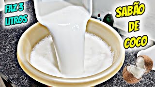 COMO FAZER SABÃO DE COCO LÍQUIDO CASEIRO ARTESANAL PERFUMADO SEM SODA SUPER FÁCIL SABÃO DE COCO [upl. by Anwahs]