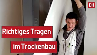 Transport von Rigipsplatten und Dämmung im Treppenhaus  DH – Trockenbau [upl. by Adlare448]