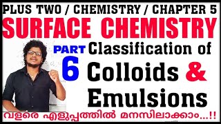 Classification of Colloids  Emulsions Surface Chemistry 2 Chemistry Chapter 5 in malayalam [upl. by Honorine]