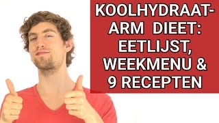 Koolhydraatarm Dieet Info Eetlijst Weekmenu amp 9 Recepten [upl. by Allecsirp57]