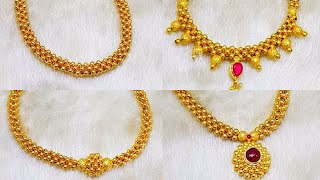 Light weight Maharashtrian Thushi  Kolhapuri Thushi  Gold Thushi JewelleryTrendz [upl. by Krasnoff]