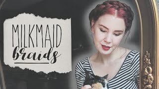 Milkmaid Braids  No Effort Vintage Hairstyle [upl. by Annekcm231]