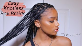 EASIEST KNOTLESS BOX BRAID TUTORIAL EVER  THICK HAIR HACK [upl. by Jaqitsch]