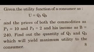 consumers utility maximization problem constrained optimisation utility function budget constraint [upl. by Gallagher297]