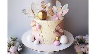 Wafer Paper Butterflies Cake [upl. by Paton]