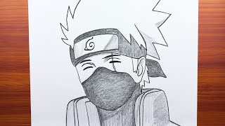 Kolay Maskeli Erkek Anime Çizimi Kakashi Resmi Adım Adım Nasıl Çizilir Karakalem Kolay Çizimler [upl. by Kizzie526]