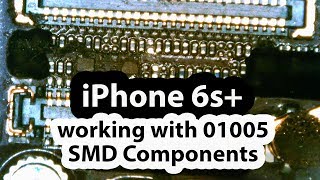 Working with 01005 SMD components using hot tweezers iPhone 6S plus [upl. by Ariajaj]