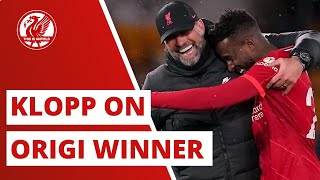 Klopps reaction Late win mentality and the legendary Divock Origi  Wolves vs Liverpool [upl. by Ahsiena889]