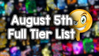 YBA August 5th FULL Tier List [upl. by Amargo349]