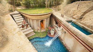 100 Days Building A Modern Underground Hut With A Grass Roof And A Swimming Pool [upl. by Haslam720]