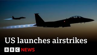 US launches airstrikes on 85 targets in Iraq and Syria  BBC News [upl. by Yaluz]